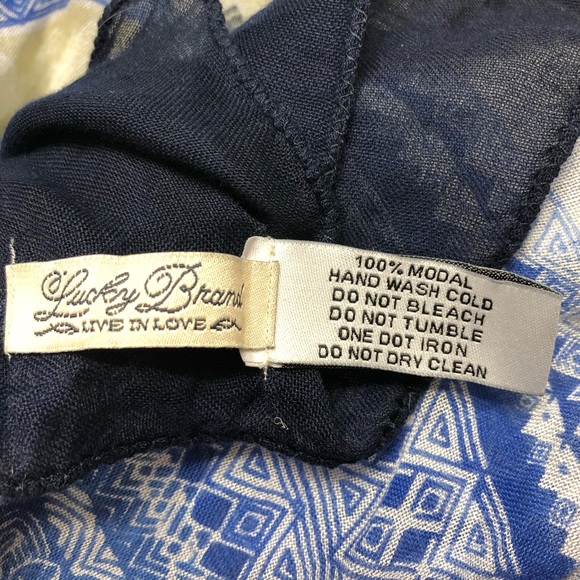 Lucky Brand Modal large square blue boho inspired scarf 51”X 51” inches - Picture 2 of 3